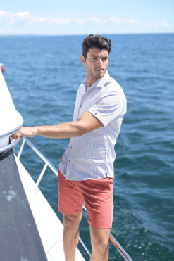 7 Downie St. 7 Downie Men's Shorts In Red Super Soft Brushed Cotton With 4-way Stretch