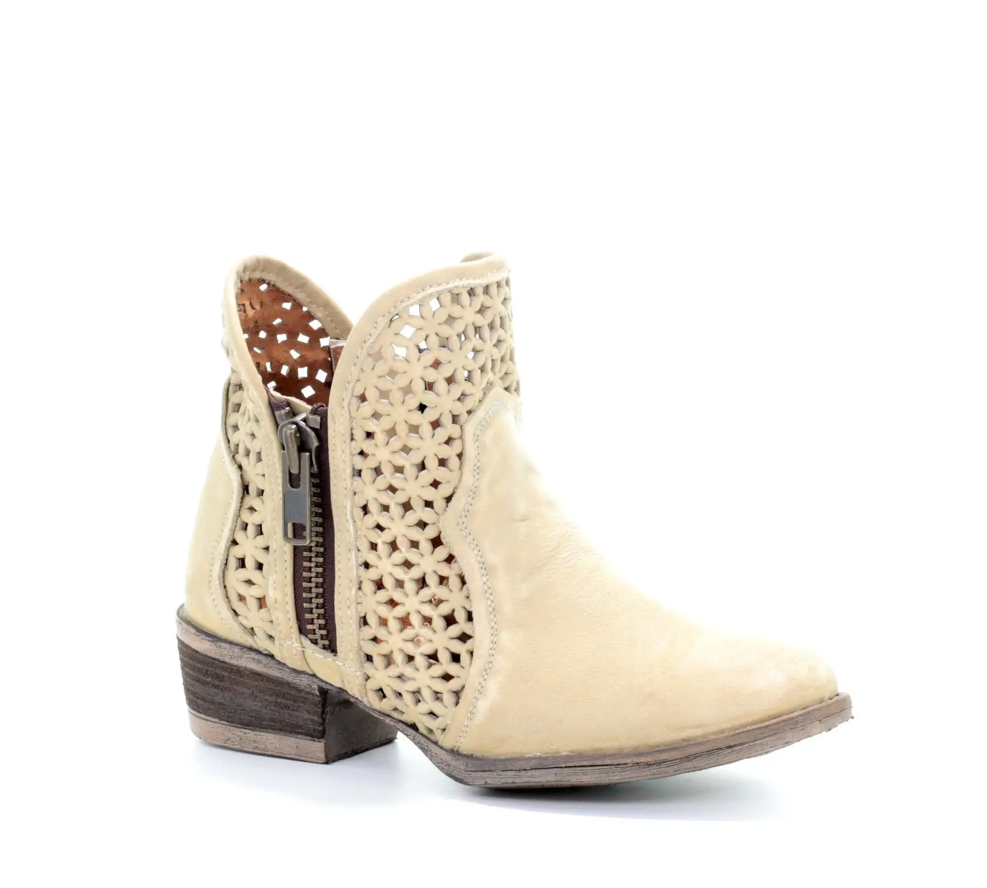 Corral Boots Circle G By Corral Q5018 Womens Shortie In Bone Cutout 1 Corral Boots Circle G By Corral Q5018 Womens Shortie In Bone Cutout
