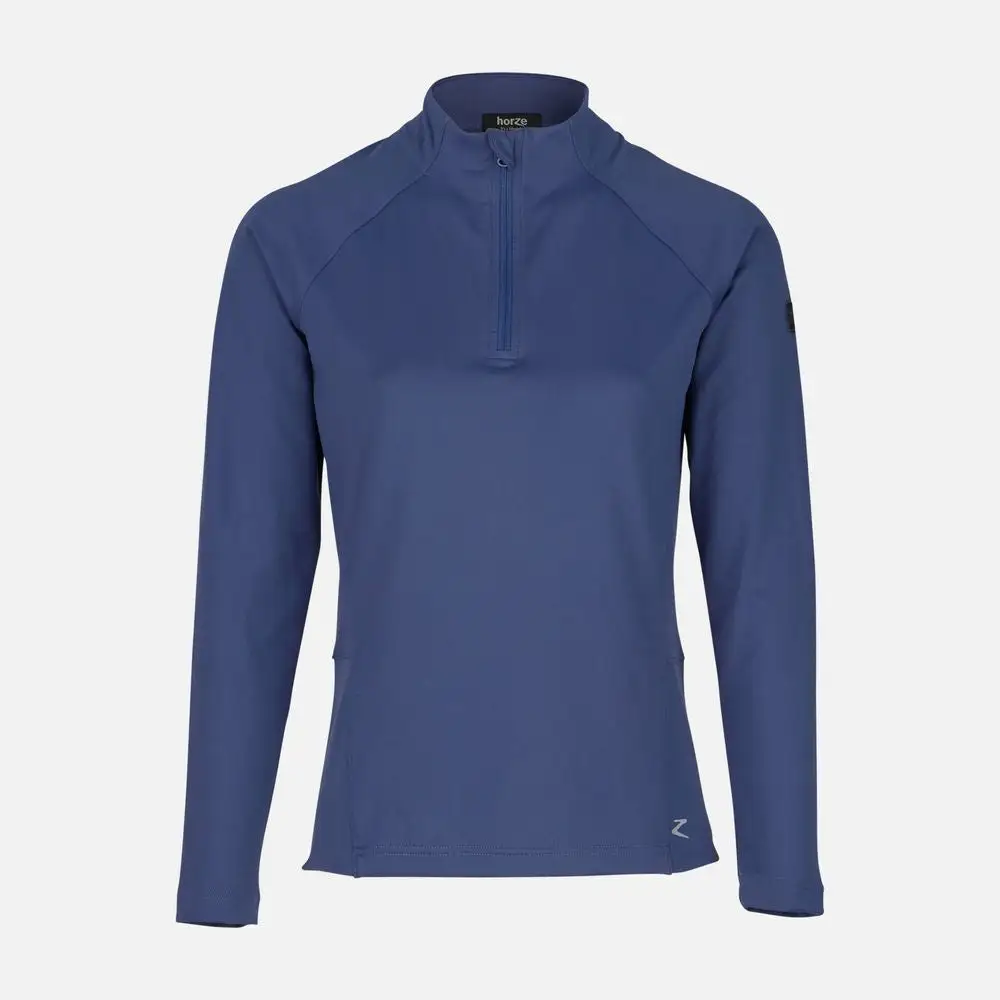 Horze Women's Nadia Training Shirt With Phone Pocket In Blue 3 Horze Women's Nadia Training Shirt With Phone Pocket In Blue - Image 3