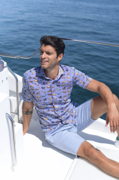 7 Downie St. 7 Downie Men's Shorts In Light Blue Soft Brushed Cotton With 4-way Stretch