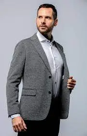 7 Downie St. 7 Downie Street Mens Grey Knit Sports Coat Blazer Adler ON SALE