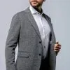 7 Downie St. 7 Downie Street Mens Grey Knit Sports Coat Blazer Adler ON SALE