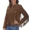 Scully Lamb Suede Fringe And Beaded Jacket L1035