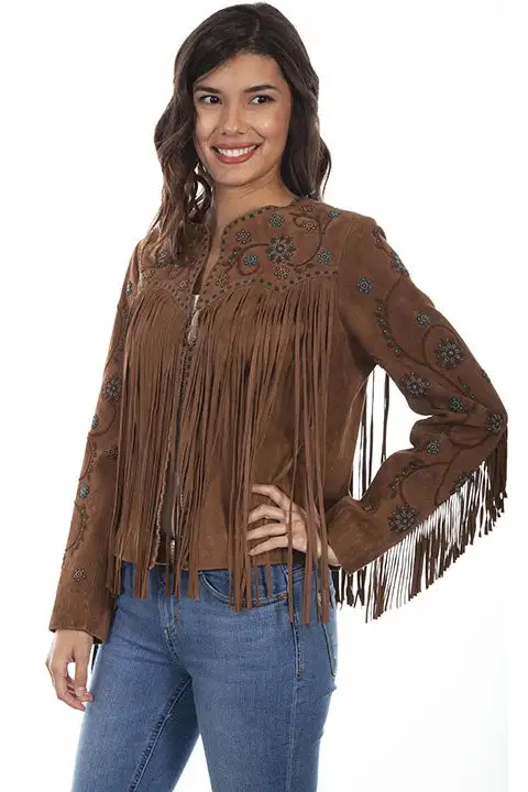 Scully Lamb Suede Fringe And Beaded Jacket L1035 1 Scully Lamb Suede Fringe And Beaded Jacket L1035
