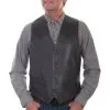 Scully Men's Leather Vest With Caiman Inset 956