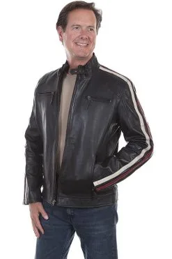Scully Men's Leather Racing Stripe Jacket