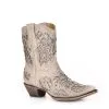 Corral A3350 Women's White Glitter Inlay & Crystal Ankle Boots