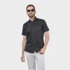 7 Downie St. 7 Downie Men's Dress Shirt Short Sleve In Solid Black