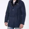 Bergen Of Norway Men's Olaf Navy Shearling Coat Merino Potro Blue