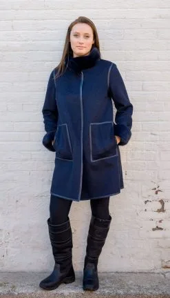 Bergen Of Norway Kari - Navy/Grey Cashmere Mink Coat -Cheap Men's Formal Wear Store Bergen of norway kari navy grey cashmerre mink reversable to navy crop