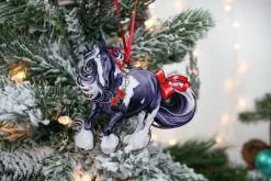 Classy Equine Gypsy Vanner Horse Christmas Ornament- Black And White Tobiano Horse II