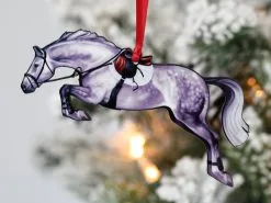 Classy Equine Horse Ornament- Gray Hunter Jumper CEHOK012 FW22