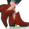 Circle G Women's Red Bootie With Studs And Fringe Q5149