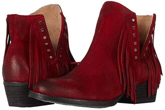 Circle G Women's Red Bootie With Studs And Fringe Q5149 2 Circle G Women's Red Bootie With Studs And Fringe Q5149 - Image 2