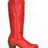 Corral LD Ruby Red Tall Top Matching Stitch Pattern & Inlay Pullstraps Snip Toe Boot Z5076