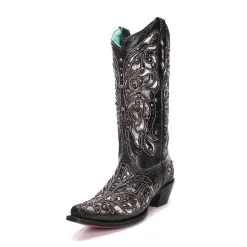 Corral Boots Corral Women's A4121 Black Sparkle Python Inlay Exotic Cowboy Boots