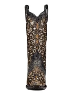 Corral Boots Corral Women's Black Cowboy Boots With Chrystals And Studs A4231 SS23 -Cheap Men's Formal Wear Store CorralWomen sBlackCowboyBootswithChrystalsandStudsA4231SS23b