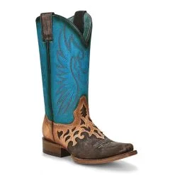 Corral Women's Cowboy Boot Z5099 Western Square Toe With A Blue Shaft