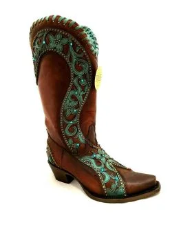 Corral Boots Corral Women's E1538 CHOCOLATE /TURQUOISE OVERLAY & WOVEN & CRYSTALS & STUDS -Cheap Men's Formal Wear Store CorralWomen sE1538CHOCOLATE TURQUOISEOVERLAY WOVEN CRYSTALS STUDS