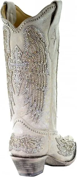 Corral Boots Corral A3571 Womens Ld Cross & Wings SS23 -Cheap Men's Formal Wear Store CorralWomen sWhiteChrystalAngelWeddingCowboyBootA3571WhiteCrystalGowgirlbootperfectWesternconcertcowboybootoutfitWeddingcollectioncowboyboots
