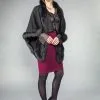 Dana Stein Angora Rabbit & Wool Fox Trimmed Triangle Cape