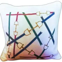 Ox Bow Decor Ox Bow Colorful Equestrian Bits Corded Edge Pillow 20" X 20"