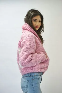 GO GO SWEATER CANADA GO GO Cardigan Short SKI In Bubble Gum