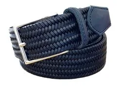 George Roth LA George Roth ESSEN 5702 Leather Braided Woven Stretch In Navy SS22