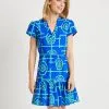 Jude Connally Ginger Dress In Bamboo Lattice Cobalt Grass Color