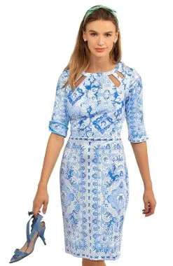 Gretchen Scott Peek A Boo Dress Watteau Blues JDPBWT SS22