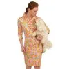 Gretchen Scott Ruffneck Dress Watteau In Lime Pink