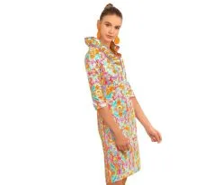 Gretchen Scott Ruffneck Dress Watteau In Turquoise SS22