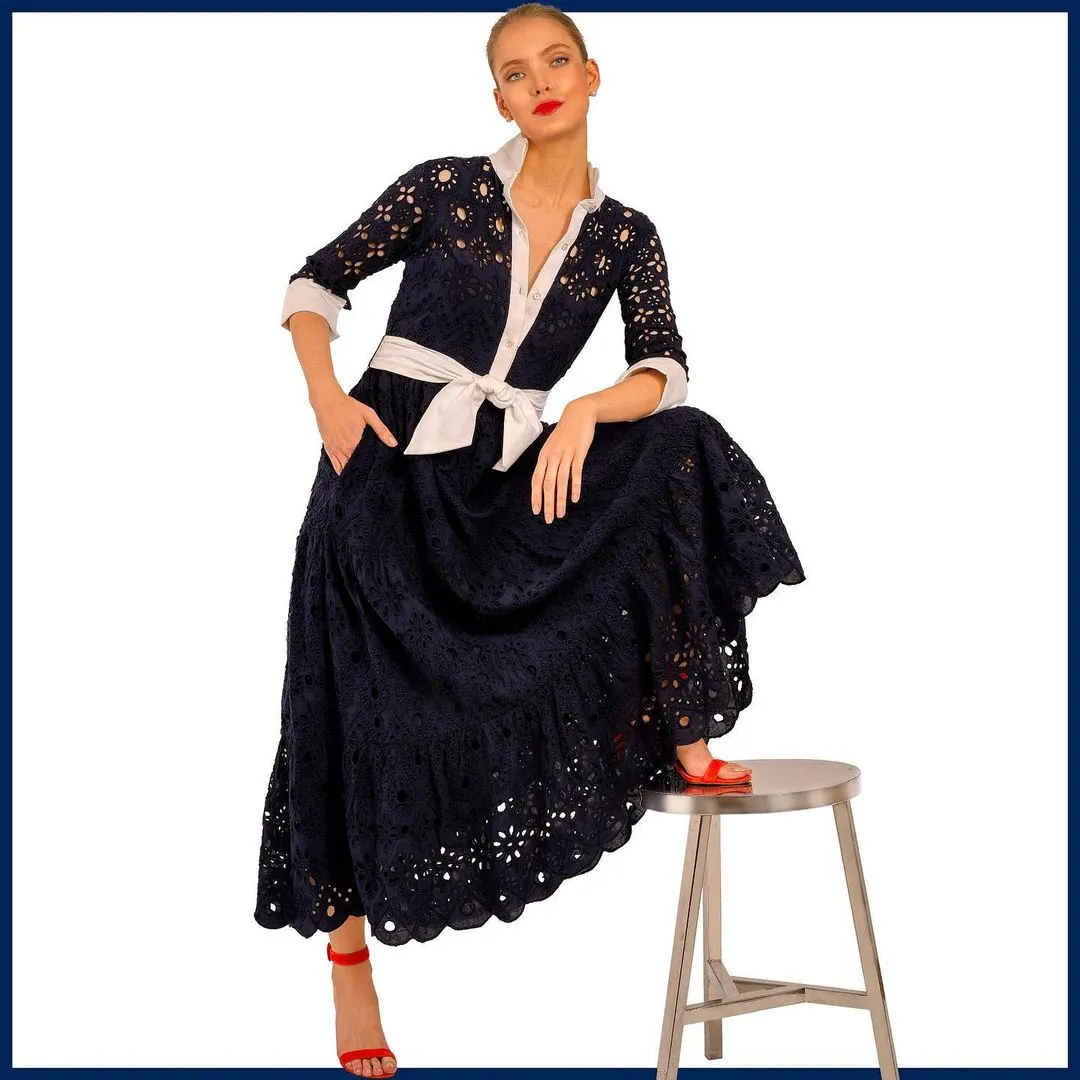 Gretchen Scott Little Bo Peep Dress La Di Da In Navy 2 Gretchen Scott Little Bo Peep Dress La Di Da In Navy - Image 2