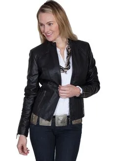 Scully Women's Leather Jacket In Black Lamb L331