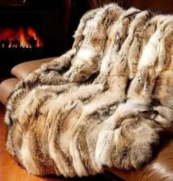 M. MILLER Luxury High Quality Coyote Throw Full Skins 50x 60 With Ultrasuede Backing