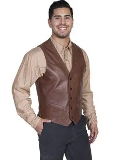 Scully Men's Lambskin Vest - Chocolate Brown
