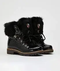 NIS Croco Black / Black Rabbit Ankle Winter Boot 1915450/1 3 NIS Croco Black / Black Rabbit Ankle Winter Boot 1915450/1 - Image 3
