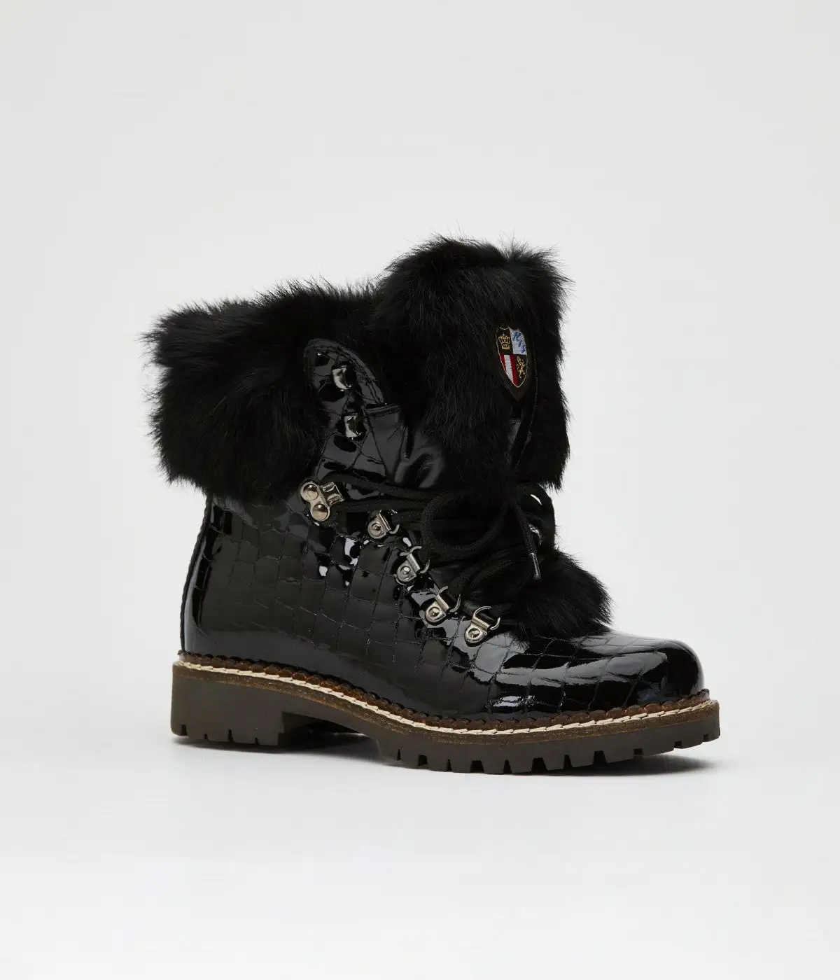 NIS Croco Black / Black Rabbit Ankle Winter Boot 1915450/1 7 NIS Croco Black / Black Rabbit Ankle Winter Boot 1915450/1 - Image 7