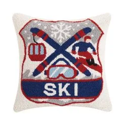 Peking Handicraft Pillow Ski Badge Hook Ski Lodge Home Decor