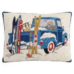 Peking Handicraft Ski Pillow For Your Ski Lodge Home Decor Blue Truck Designed By Mary Lake Thompson