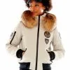 M. Miller Women's Taryn Touring Patch Bomber W/ Natural Finn Racoon In Tan ON SALE
