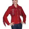 Scully Women's Red Fringe Bead Leather Jacket L152 21
