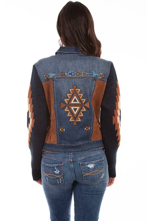 Scully HC639 Women's Aztec Style Denim Jacket BEST SELLER! 2 Scully HC639 Women's Aztec Style Denim Jacket BEST SELLER! - Image 2