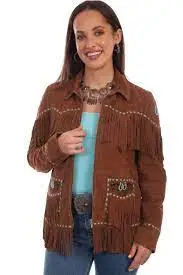 Scully L1069 Women's Leather Western Fringe Jacket In Cognac SS23