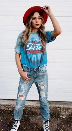 Southern Bliss Firecracker Spiral Tee Shirt Classic Western Wear -Cheap Men's Formal Wear Store SouthernBlissFirecrackerSpiralBurnoutSS22Westernwear 1