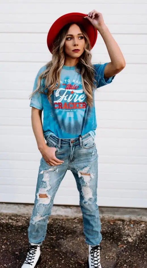 Southern Bliss Firecracker Spiral Tee Shirt Classic Western Wear 2 Southern Bliss Firecracker Spiral Tee Shirt Classic Western Wear - Image 2