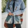 Fair Trade Textiles Aztec Womens Jeans Denim Jacket Shacket