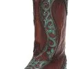 Corral Boots Corral Women's E1538 CHOCOLATE /TURQUOISE OVERLAY & WOVEN & CRYSTALS & STUDS
