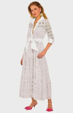 Gretchen Scott Long White Little Bo Peep Midi Dress