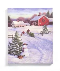 Giftcraft LED Canvas Picture With Snowman Scene
